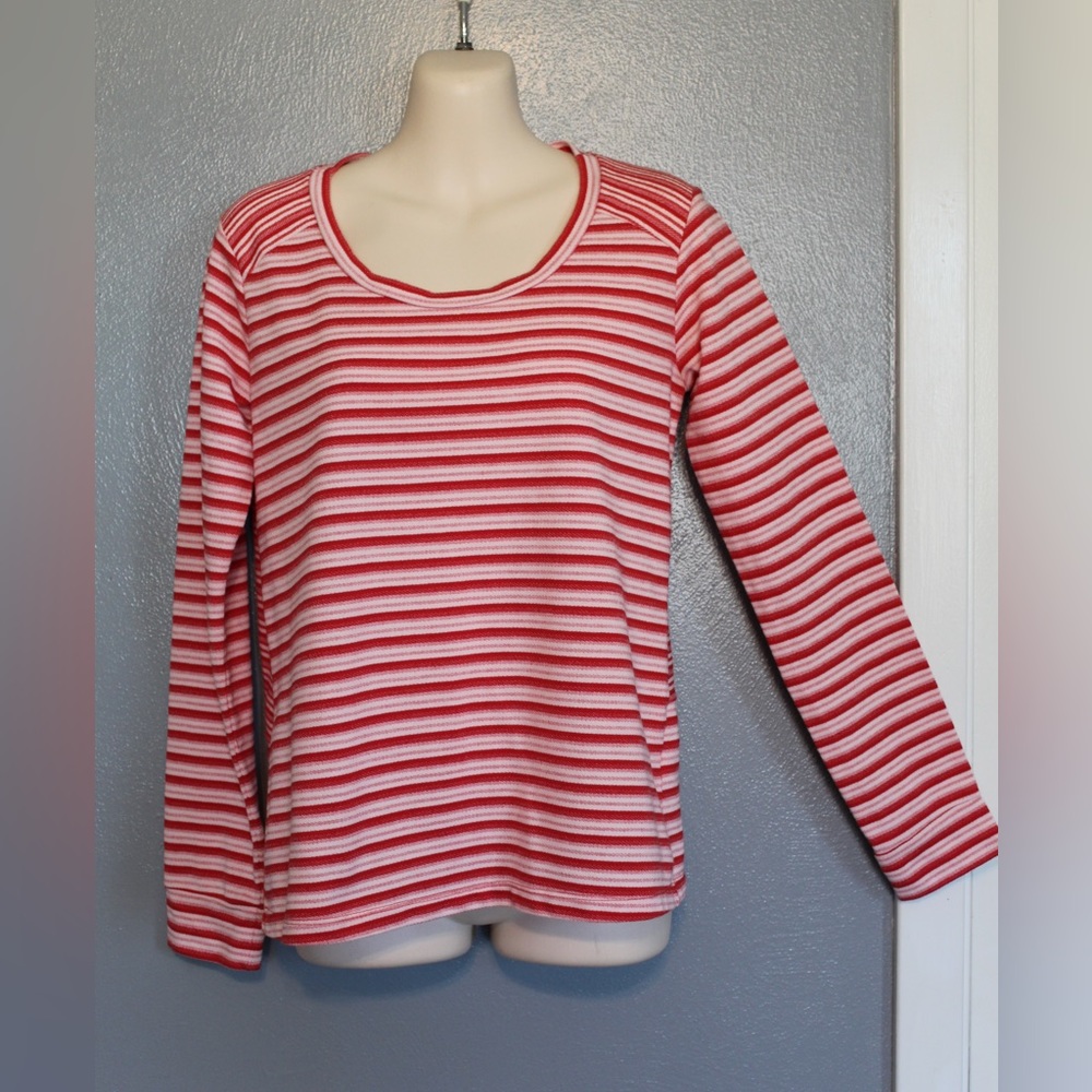 NWT Splendid Red White Striped French Terry Sweatshirt Pullover XS